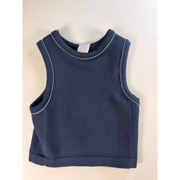 all in motion Tops - All In Motion Tank Top Women Small Navy Blue Y2K Waffle Knit Contrast Piping